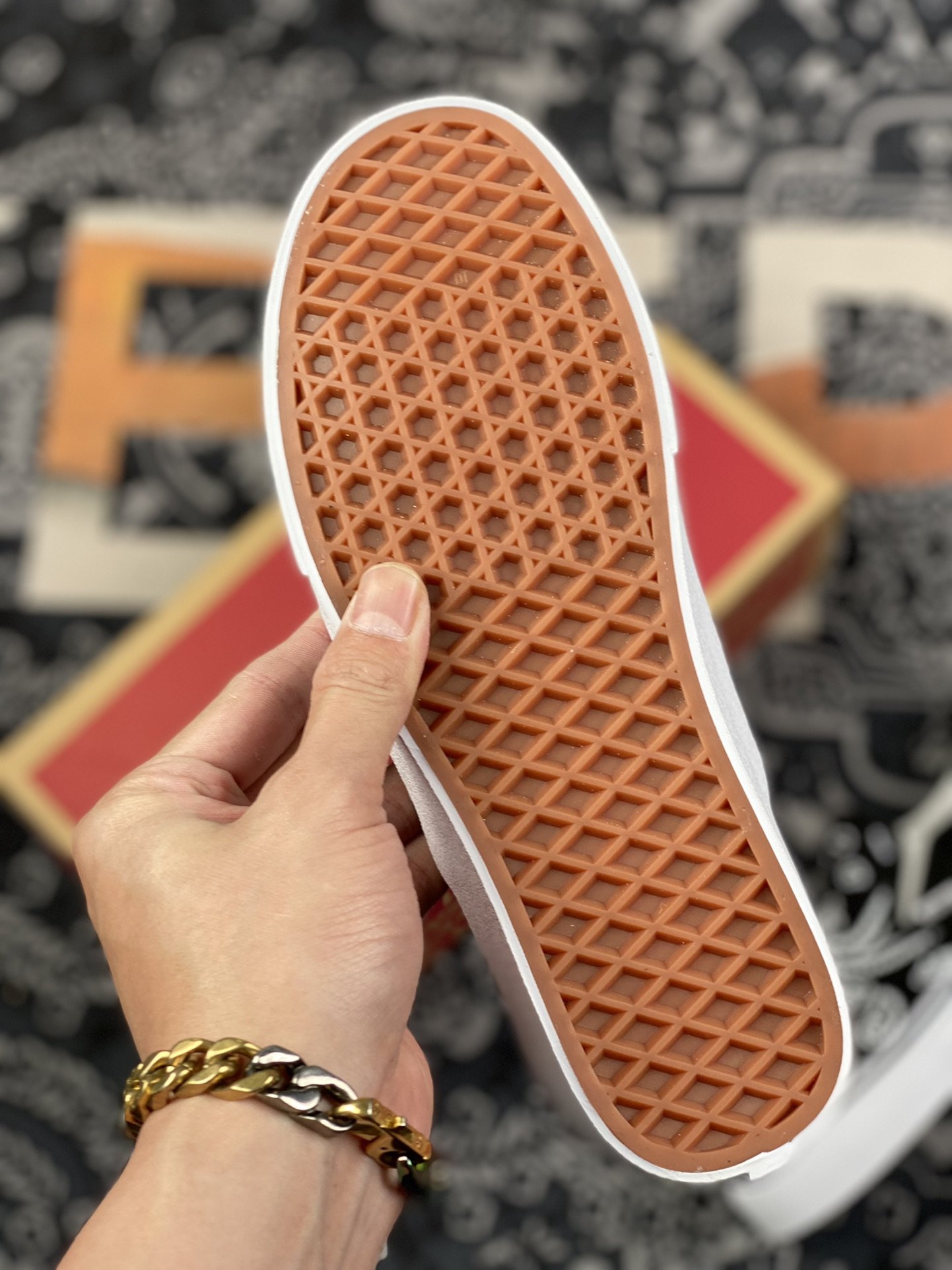 160 vans Slip-On 一脚蹬黑白涂鸦50周年腰果花帆布硫化板鞋