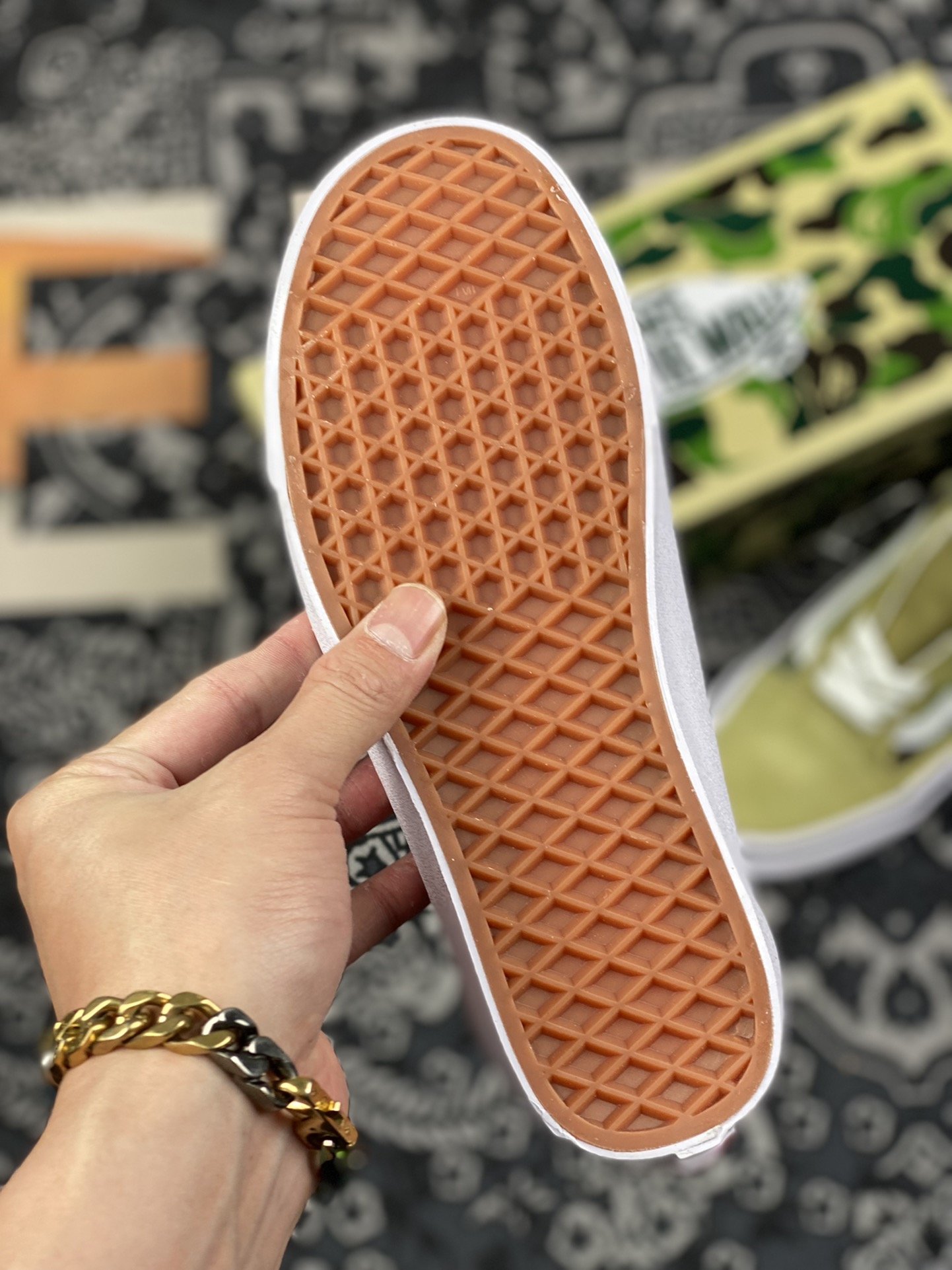170 Bape x vans Old Skool 猿人头联名款迷彩低帮帆布板鞋