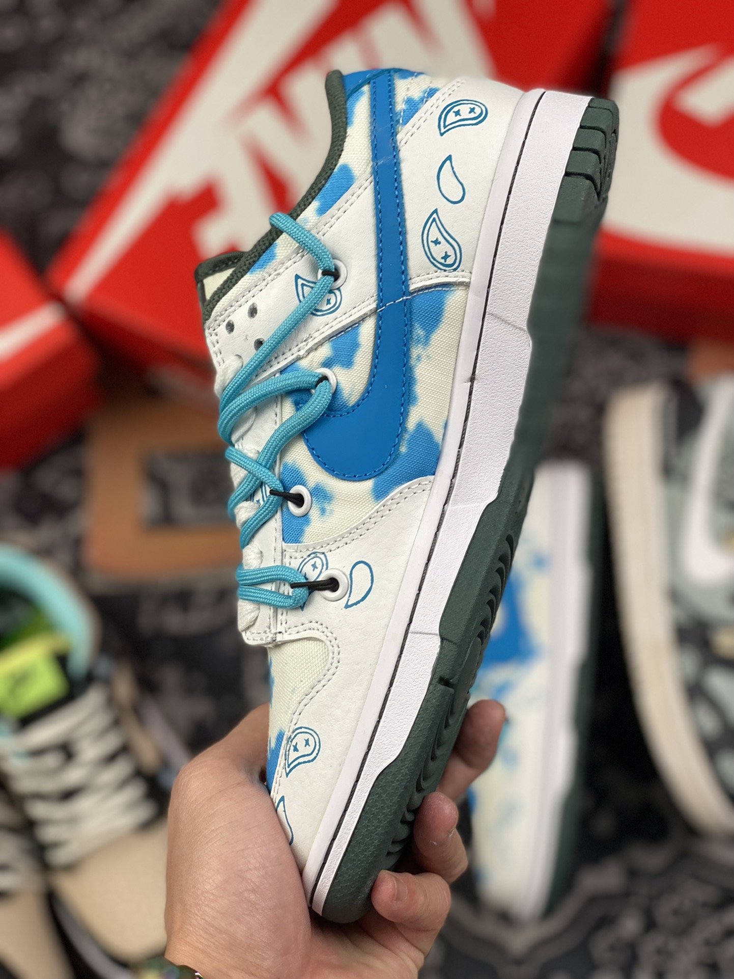 380 定制版 Nike Dunk Low Free.99” 腰果花 白蓝黑 DH0957-100