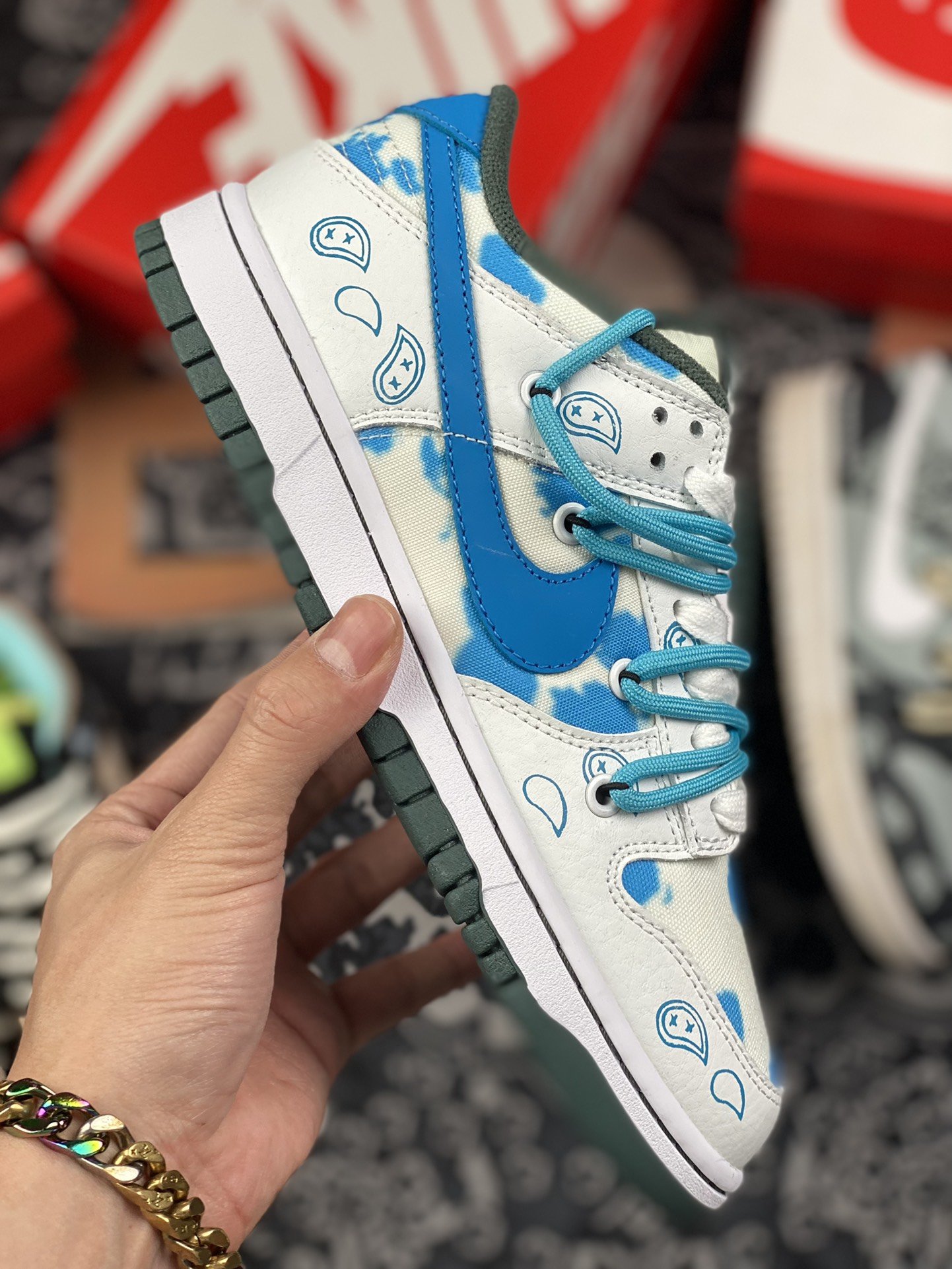 380 定制版 Nike Dunk Low Free.99” 腰果花 白蓝黑 DH0957-100