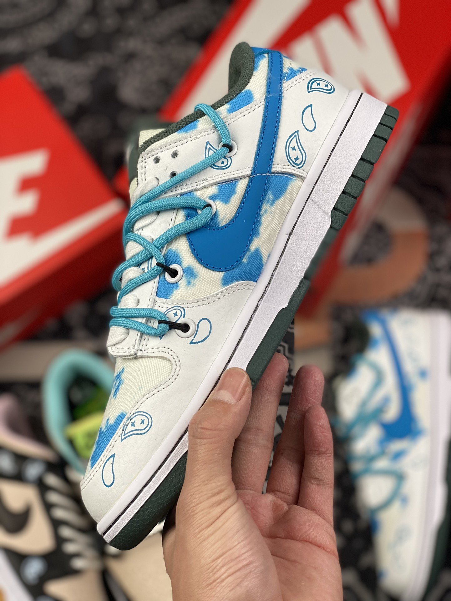 380 定制版 Nike Dunk Low Free.99” 腰果花 白蓝黑 DH0957-100