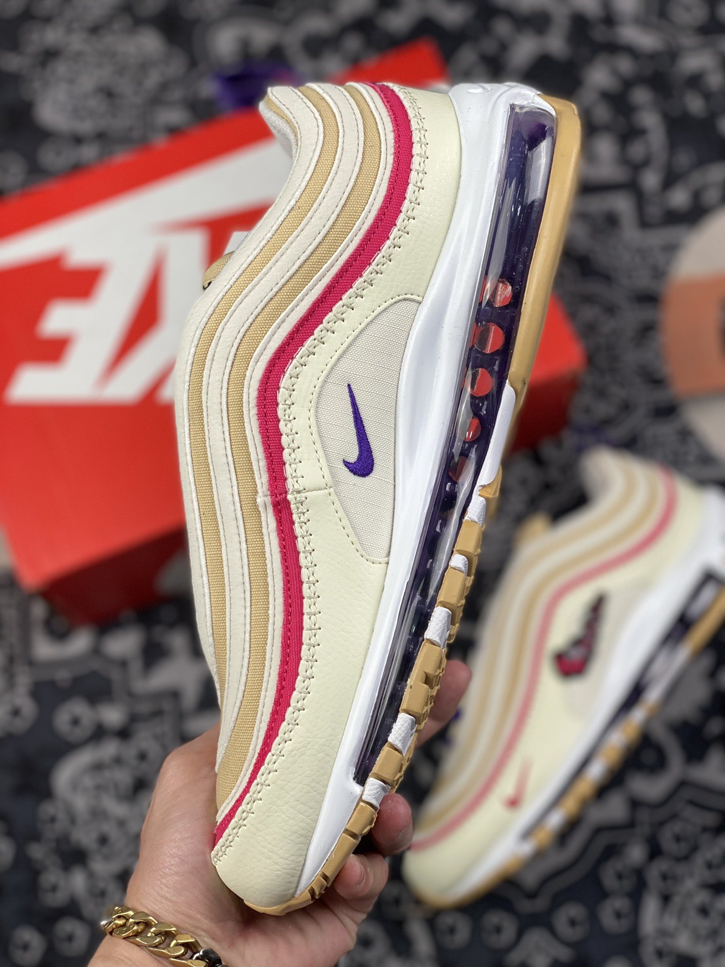 240 Nike Air Max 97 Air Sprung Iron Grey” 米紫刺绣 DH4759-200
