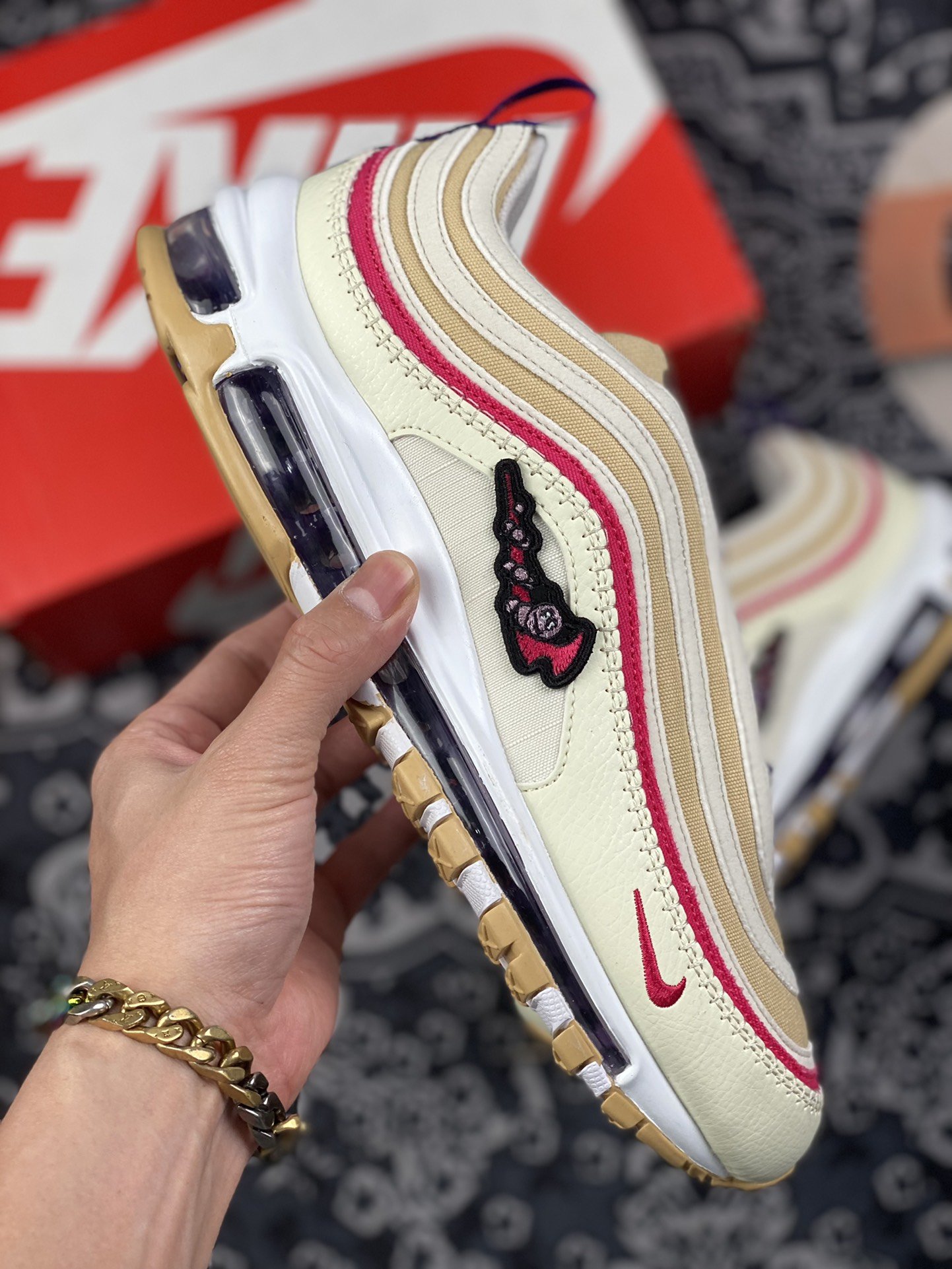 240 Nike Air Max 97 Air Sprung Iron Grey” 米紫刺绣 DH4759-200