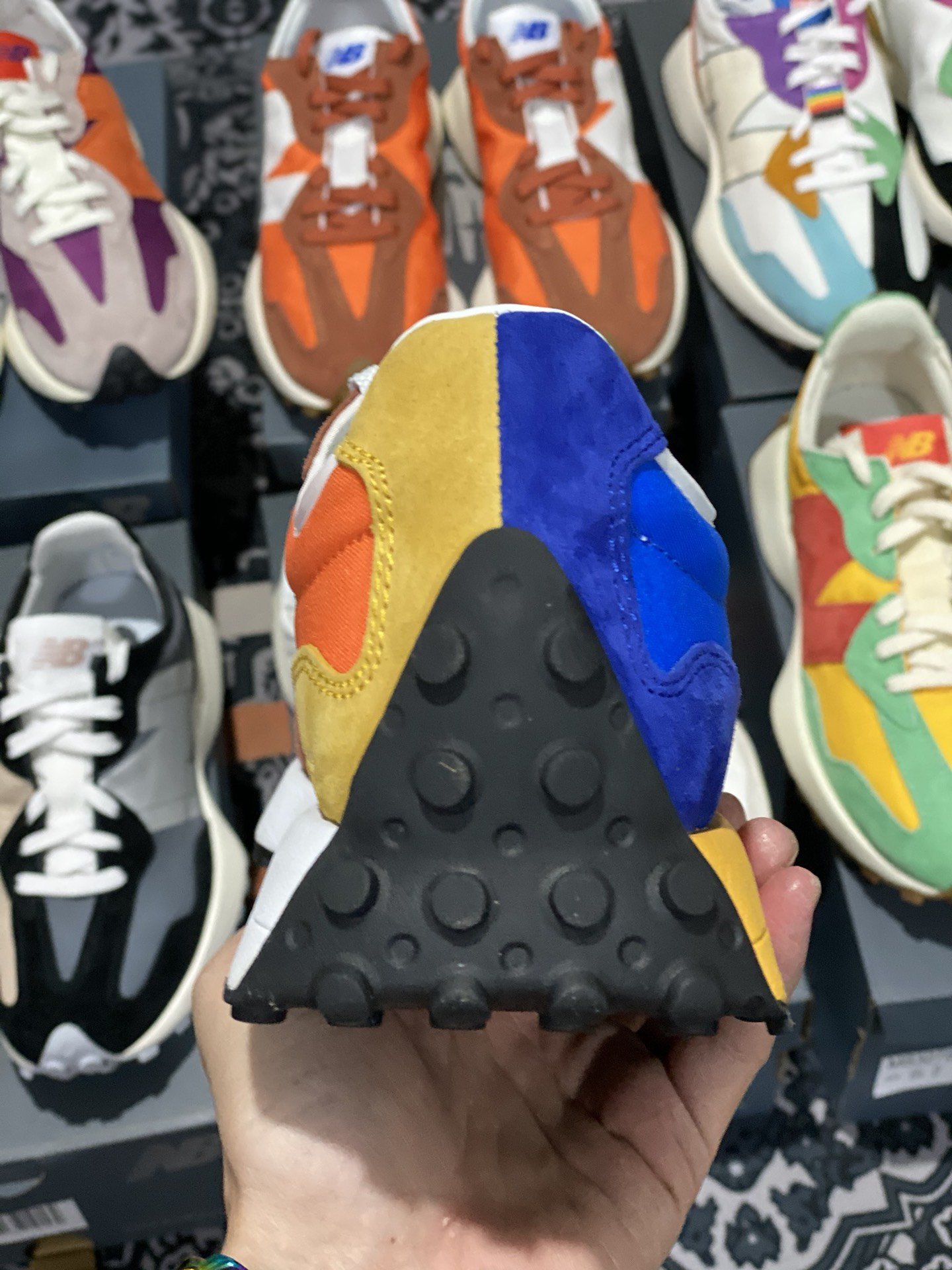 240 甄选 莞顶NB327 复古跑鞋 橙蓝鸳鸯 经典正品猪皮