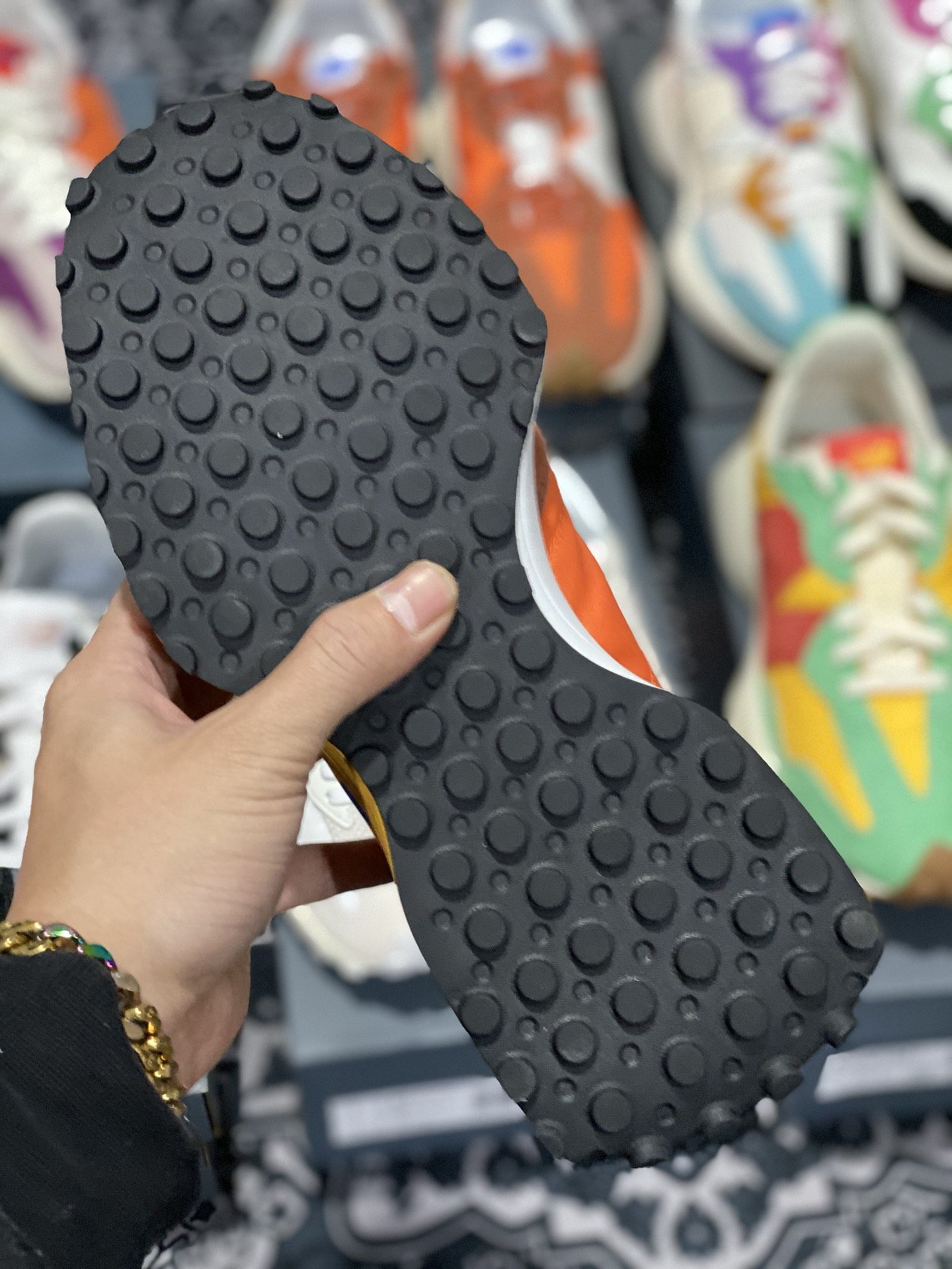 240 甄选 莞顶NB327 复古跑鞋 橙蓝鸳鸯 经典正品猪皮