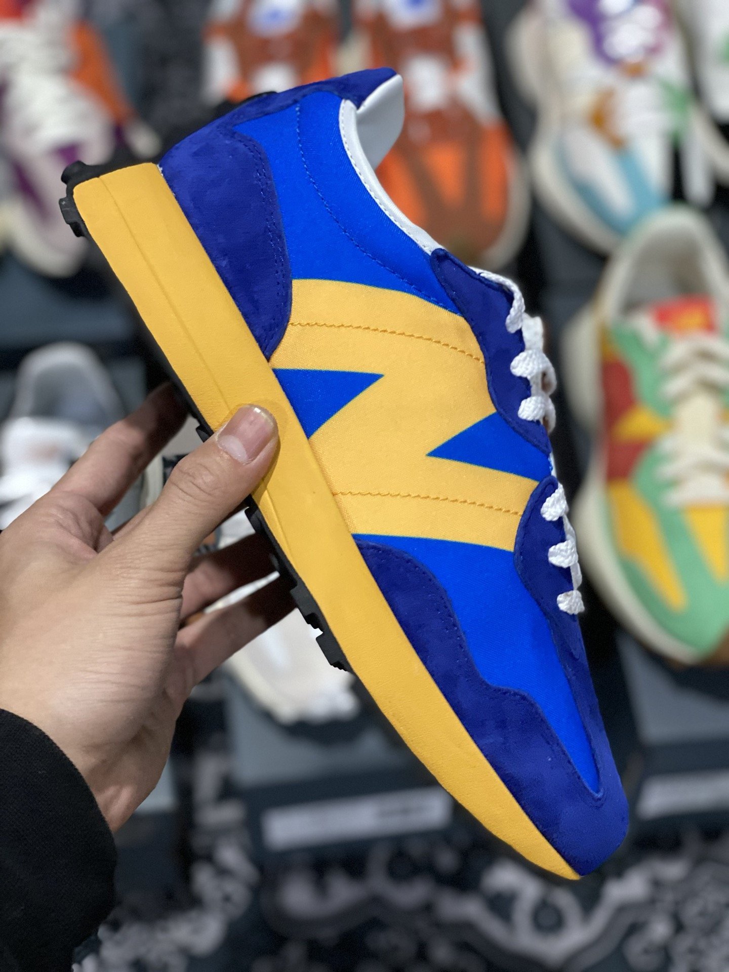 240 甄选 莞顶NB327 复古跑鞋 橙蓝鸳鸯 经典正品猪皮