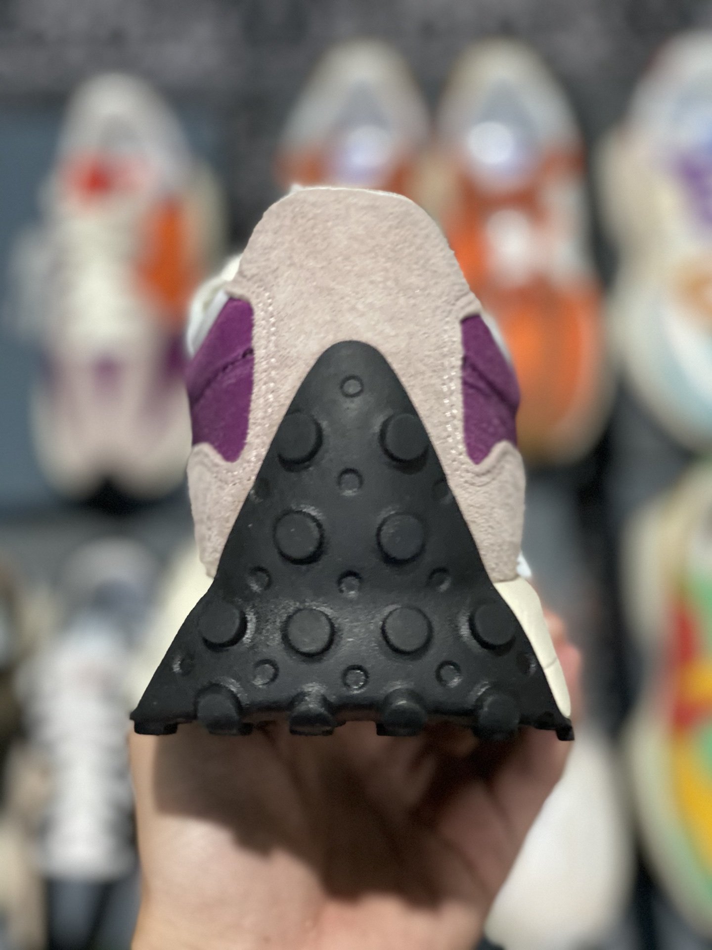 240 甄选 莞顶NB327 复古跑鞋 紫红 经典正品猪皮革拼接牛津布面