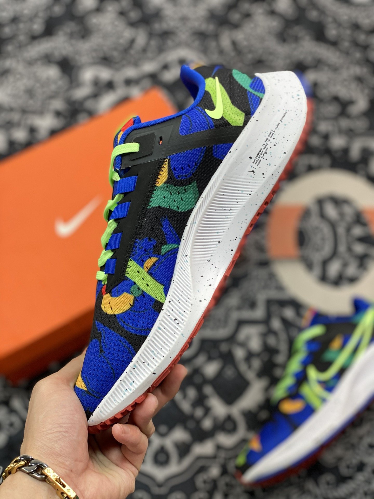 180 Nike Air Zoom Pegasus 38 飞马登月38代跑步鞋 蓝迷彩DD1827-001